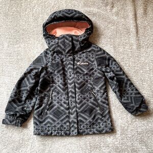 Columbia Girl's Winter Ski Jacket Omni Heat Geometric Print Hood Size XS
